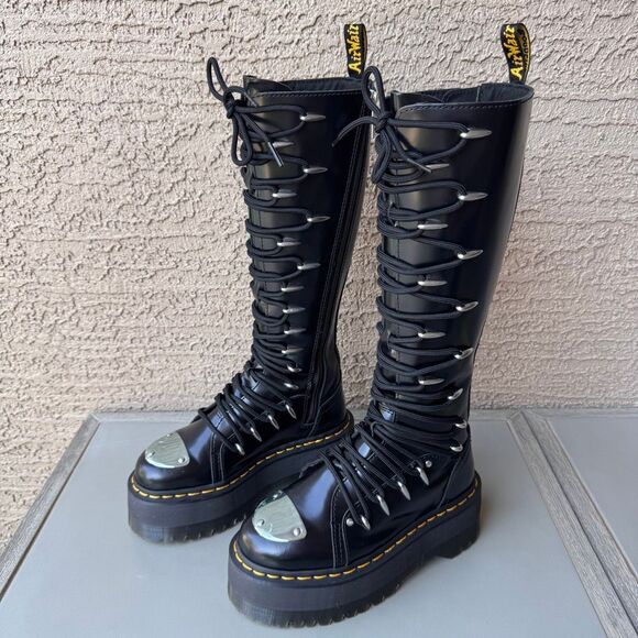 Dr. Martens Shoes - Dr. Martens 1B60 LTT Max Quad Retro Sole Platform Knee Boots Metal Toe Womens 5